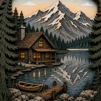 Ornement de cabane de montagne et de lac découpé au laser en contreplaqué de peuplier personnalisé pour la décoration de maison de vacances, conforme à la norme CPSC, DDP