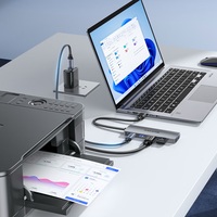 SAMZHE - Adaptador USB 3.0 Compacto con 4 Puertos USB-A, Base de Expansión de Aleación de Aluminio, Extensor de 5 Puertos con Alimentación Tipo C para Computadora Portátil