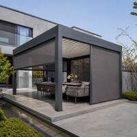 Pergola motorisée en aluminium à lames orientables, facile à assembler, avec écrans latéraux coupe-vent à fermeture éclair pour terrasse arrière, taille personnalisée
