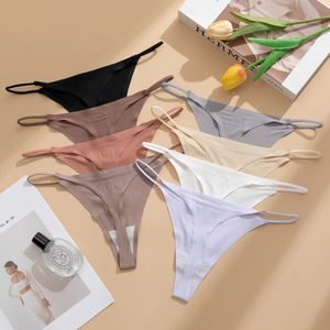 Ladies And Girls Hot Sexy Fancy Low-Rise Solid Knitted Breathable Everyday <strong>Panties</strong> Thongs - Product Image 2