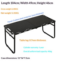 Table pliante ronde légère et portable en acier inoxydable moderne pour l'extérieur, réglable en hauteur par système hydraulique