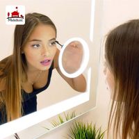 Reloj Digital Moderno para Hotel, Rectangular, sin Marco, con LED, Altavoz Bluetooth, Lupa 3x-5x, Iluminado, para Baño, Cosmético, de Pared