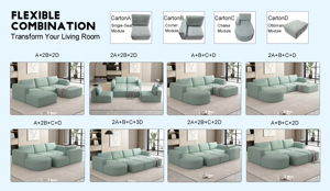 <span class=keywords><strong>Canapé</strong></span>-lit modulable américain, <span class=keywords><strong>canapé</strong></span>-lit sectionnel avec chaise et pouf, <span class=keywords><strong>canapé</strong></span> modulaire <span class=keywords><strong>convertible</strong></span> en forme de U <span class=keywords><strong>vert</strong></span> menthe - Product Image 4