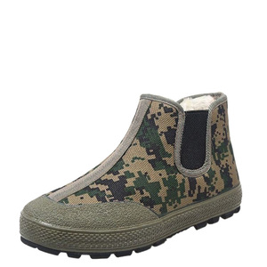 Chaussures de sécurité en coton à tige haute doublées de polaire, semelle en caoutchouc antidérapante, pour hommes, travail, entraînement, camouflage - Product Image 2