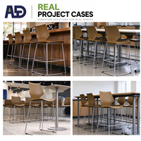 Tabouret de bar empilable en plastique PP avec base en métal, chaise haute pour café, restaurant, école