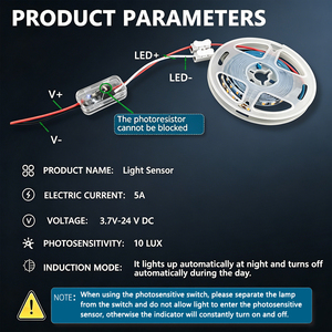 USB/<span class=keywords><strong>DC</strong></span> Işık Sensörü Anahtarı Otomatik Otomatik Açma Kapama Fotoselli Sokak Işık Anahtarı DC12V 24V 5A Fotoswitch Işığa Duyarlı Sensör - Product Image 4