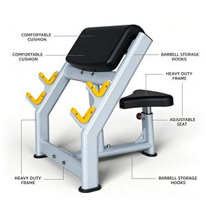 Dumbbell <b>Barbell</b> Compatible Preacher Curl Bench Wholesale Low MOQ Multi <b>Weight</b> Biceps Arm Workout Gym Fitness Equipment - Product Image 3