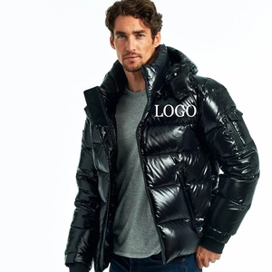 Piumino Invernale da Uomo All'ingrosso Nuovo Stile con Logo Personalizzato, Cappotto Casual Imbottito da Uomo Caldo e Spesso con Cappuccio, Piumino <span class=keywords><strong>Lucido</strong></span> - Product Image 1