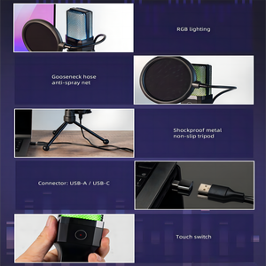 Demao X1R USB Streaming Podcast Micrófono Estudio Cardioide Condensador <span class=keywords><strong>Mic</strong></span> Kit con Soporte de Brazo <span class=keywords><strong>PC</strong></span> Grabación YouTube Karaoke Gaming - Product Image 2