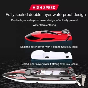 Bateau de course télécommandé SJY-HJ808 en métal, 4 canaux, portée 150 m, navigation autotourneuse, 2,4 GHz, refroidissement par eau, haute vitesse - Product Image 5