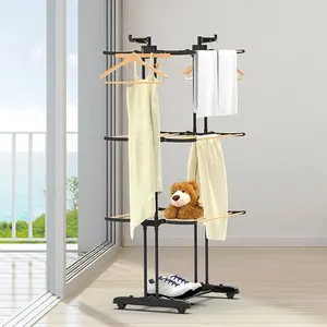 stainless steel 3 layers clothes drying rack , vertical cloth dryer rack, indoor and outdoor cloth standing hanger