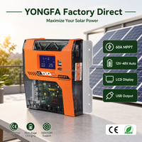 Contrôleur de charge solaire MPPT 60A 12V 24V 36V 48V avec écran LCD automatique et sortie USB pour système de panneaux solaires