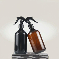Bouteille vide en PET de forme Boston 300ml 500ml, ambre vert, avec pulvérisateur à fine brume, pour alcool, parfum, sérum de soin, shampoing, réutilisable, nettoyant