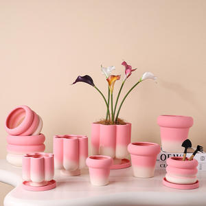 <span class=keywords><strong>Pot</strong></span> de fleurs en céramique rose à changement progressif de style nordique moderne, émaillé, écologique, respirant, 1-3L, pour orchidée Phalaenopsis, pour la maison - Product Image 1