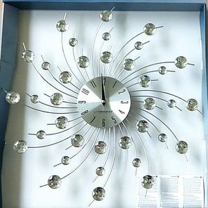 Horloge murale 3D en cristal, décoration de fête, métal scintillant, diamants incrustés, argent, cuisine, salon, chambre à coucher - Product Image 5