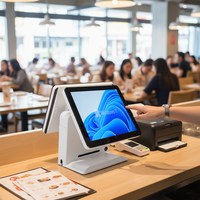 Terminal POS Táctil Compacto Negro con Pantalla de Bisel Delgado y Base Curva, Intel I5, 8GB de RAM |   Precio Bajo Directo de Fábrica