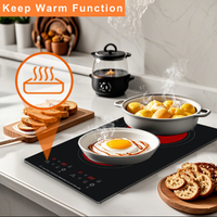 Kompor Induksi Listrik 3000w Built-in 2 Tungku Keramik Sensor Kontrol Sentuh Untuk Rumah Tangga (Sedang Diskon)