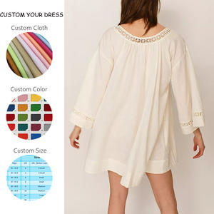 OEM Flare manches longues solide décontracté tissé lin grande taille <span class=keywords><strong>robe</strong></span> <span class=keywords><strong>de</strong></span> maternité taille naturelle printemps automne - Product Image 2