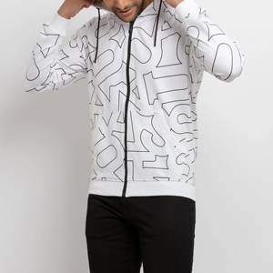 Sudadera con capucha completa para hombre, color blanco personalizado, venta al por mayor, algodón, forro polar, ropa casual urbana de fábrica - Product Image 3