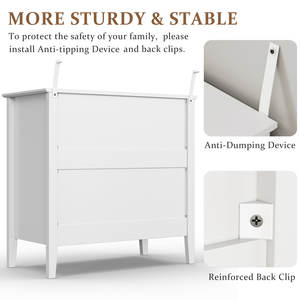 日の出大3引き出しドレッサー、寝室用引き出しの広いチェスト - Product Image 5