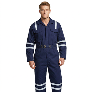 Combinaison de sécurité réfléchissante bleu foncé classe 2, vêtements de travail industriels avec bandes haute visibilité - Product Image 2