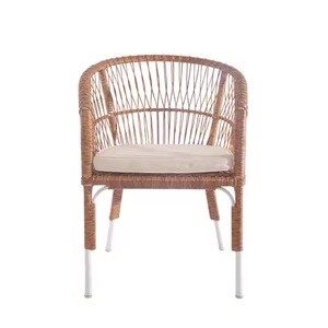 Made Of Weather-Resistant Rattan With Aluminum Frame And Polyester <b>Cushions</b> Garden Use Rattan and Wood Woven Chairs - Product Image 2