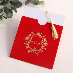 Enveloppes de poche en velours en gros, cartes d'<span class=keywords><strong>invitation</strong></span>, estampage à chaud, souvenirs de mariage, emballage rouge, cartes de vœux - Product Image 2