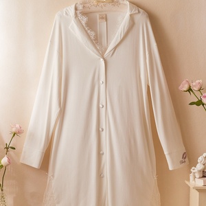 <span class=keywords><strong>Camicia</strong></span> <span class=keywords><strong>da</strong></span> <span class=keywords><strong>Notte</strong></span> Sexy in Stile Francese per Donna, Bianca, in <span class=keywords><strong>Modal</strong></span>, Stampata, Traspirante, Termica, Casual, Estiva, Primaverile, Tessuta, a Maniche Lunghe - Product Image 6