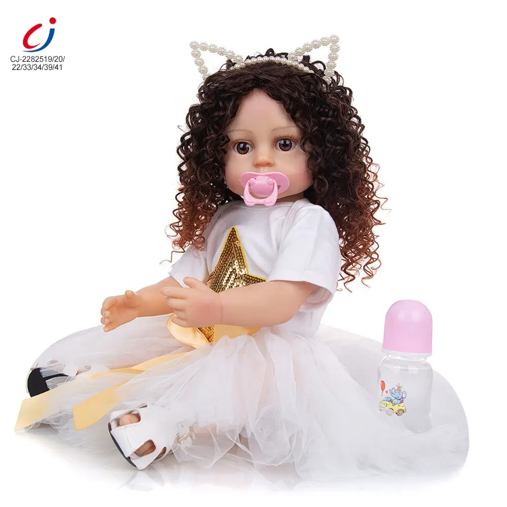 Chengji 55 CM Simulation Baby Bottle Lifelike Cute Soft Silicone Realistic Reborn Doll Toy for Kids