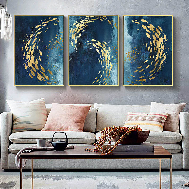 Modern Frameless Deep Sea Fish Printing wall art home decoration 2 living room picture painting