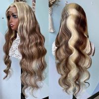 Cheveux brésiliens vierges pour perruques Lace Front, style Body Wave & Yaki, densité 250%, longueur longue, couleur naturelle pour femmes noires