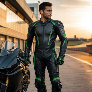 Traje de Motociclismo de Cuero Genuino OEM Personalizado, Ropa de Motociclista de Piel de Vaca, Equipamiento para Pista, Impermeable y Resistente al Viento - Product Image 1