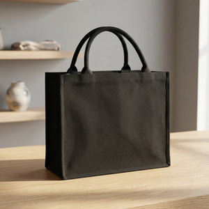 Sac fourre-tout moyen sans marque, durable et écologique, fabriqué en matériau recyclé 500 g/m², avec impression de lettres et de fleurs sur la page. - Product Image 3