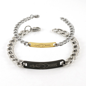 <span class=keywords><strong>Pulseras</strong></span> de acero inoxidable con diseño de letra inglesa geométrica elegante '<span class=keywords><strong>A</strong></span>' <span class=keywords><strong>para</strong></span> <span class=keywords><strong>parejas</strong></span>, joyerí<span class=keywords><strong>a</strong></span> remota de moda elegante, regalo perfecto - Product Image 1
