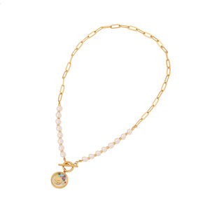 Nhà Máy Nhà Cung Cấp Thương Hiệu Mới Giả Ngọc Trai Trái Tim Chữ Thập Mặt Dây Chuyền Vòng Cổ Phổ Biến OT Khóa Hạt Ngọc Trai Trái Tim Chữ Thập Vòng Cổ Quyến Rũ - Product Image 5