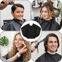 Cape de Coiffeur Personnalisée avec Logo, Coupe Parapluie, pour Salon de Coiffure, Institut de Beauté, Maquillage, Cape Courte Noire, Bavette pour Teinture Capillaire
