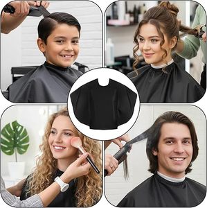 Cape de <span class=keywords><strong>Coiffeur</strong></span> Personnalisée avec Logo, Coupe Parapluie, pour Salon de Coiffure, Institut de Beauté, Maquillage, Cape Courte Noire, Bavette pour Teinture Capillaire - Product Image 2