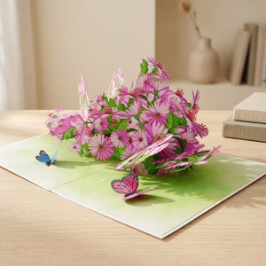 Best Seller Purple Daisies Flower Garden 3D Pop Card Handmade Animal Love Customized Design Paper Craft Vietnam Gifts Viet-craft - Product Image 4