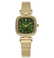 Montre à quartz pour femmes avec bracelet en acier inoxydable et logo personnalisé à l'arrière, affichage manuel, sélection du mouvement à quartz, montre carrée