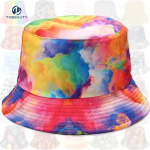 Tobeauty 크로스 보더 재미있는 새로운 창조적 인 인쇄 여러 디자인 양면 어부 모자 분지 버킷 모자