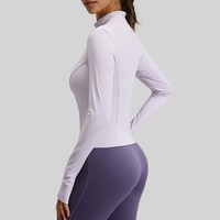Veste de course personnalisable Yutuo pour femme, vêtement de sport, fermeture éclair intégrale, respirante, légère, avec trous pour les pouces, logo personnalisé, yoga, coupe classique