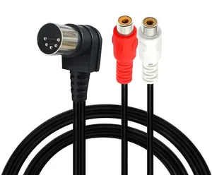 90 Degree Right Angled MIDI DIN 5Pins Male to 2 RCA Phono Female Socket Jack MF Audio Cable 0.5M 1.5M Car Accessories