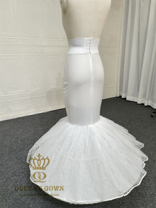 QUEENSGOWN <span class=keywords><strong>Jupon</strong></span> sirène <span class=keywords><strong>pour</strong></span> <span class=keywords><strong>robe</strong></span> de mariée, volumineux, 2 cerceaux, 2 couches de tulle, sous-jupe en crinoline, <span class=keywords><strong>jupon</strong></span> de mariée trompette - Product Image 4