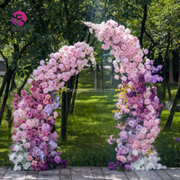 Soie Rose Violet Rose Pêche Fleur Coureur Corne Fleur Arc Guirlande Décorative Fête Fleurs Mariage