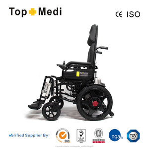 Engelli elektrikli tekerlekli sandalye flip-up ayak dayama ve yüksek sırt uzanmış. - Product Image 4