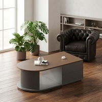 Table basse ovale en bois massif, personnalisable, écologique, légère, moderne, finition noyer, style nordique, table d'appoint pour salon