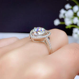 Anillos de Diamantes con Corte Corazón F1149, Anillos de Compromiso Sintéticos Cultivados en Laboratorio, Joyería Romántica para Mujer, Tallas S M L XL - Product Image 5