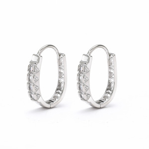 Boucles d'oreilles clipsables en forme de U géométrique, or, argent, or rose, serties de zircon, bijoux de mode pour soirée - Product Image 4
