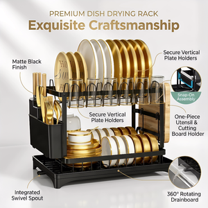 Nouveau Égouttoir à Vaisselle de Cuisine 2 Niveaux avec Supports de Rangement <span class=keywords><strong>pour</strong></span> Cuillères et Couteaux et Bac de Récupération, <span class=keywords><strong>pour</strong></span> Évier de Comptoir - Vente Chaude - Product Image 3