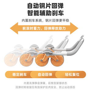 Roue abdominale AW03G jaune et grise avec compteur intelligent et support pour les coudes, pour entraînement abdominal à domicile, au bureau ou en extérieur, équipement de fitness unisexe - Product Image 4